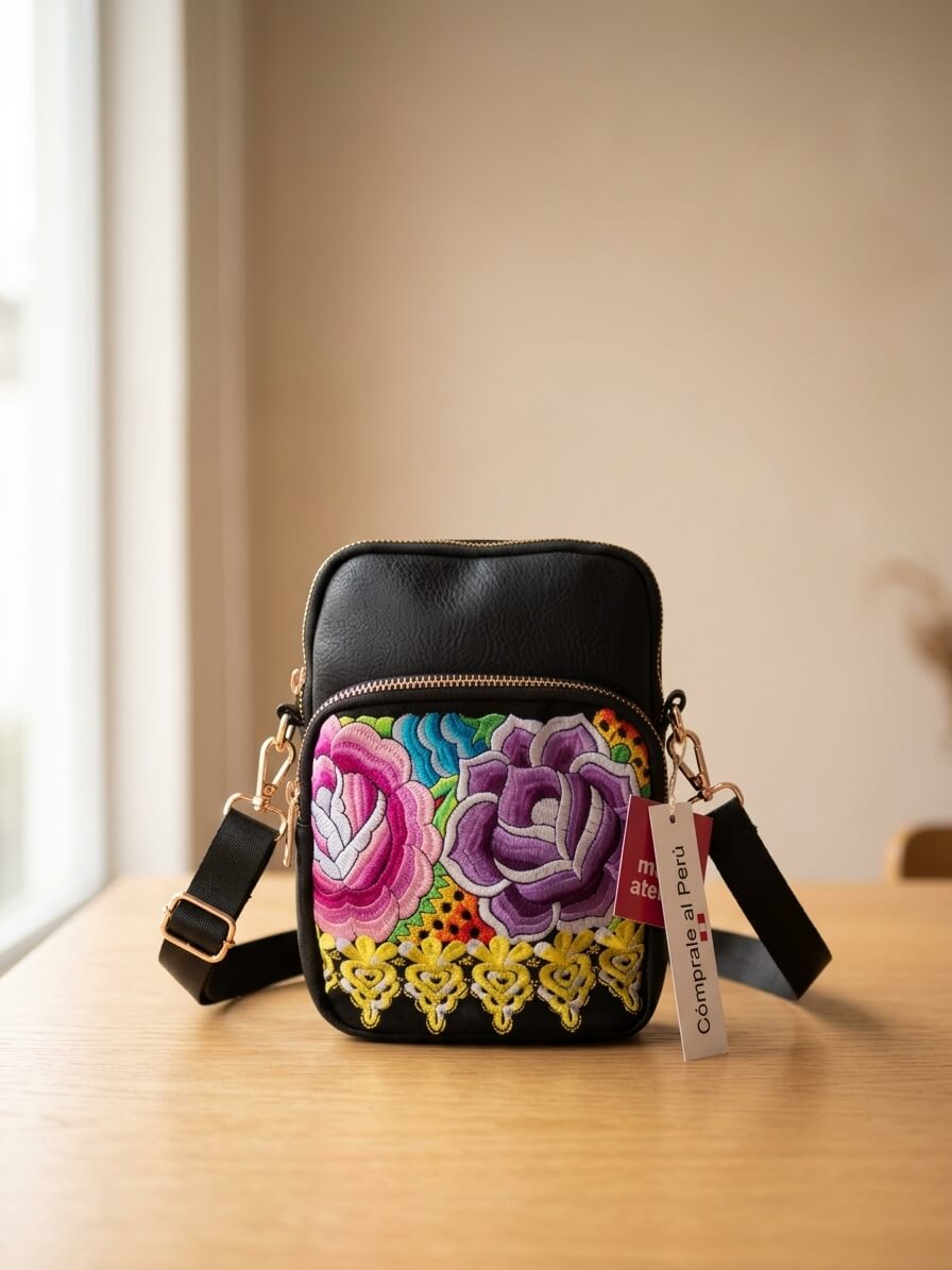 Crossbody negro cuerina 1